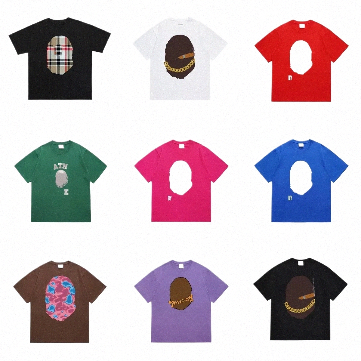 Men's Designer T Shirts High Street Cotton ape T-shirt Graffiti Sportwear Fashion Men Women Shirt bapetshirtst Summer Short Sleeves Tee Loose Youth Street Campus