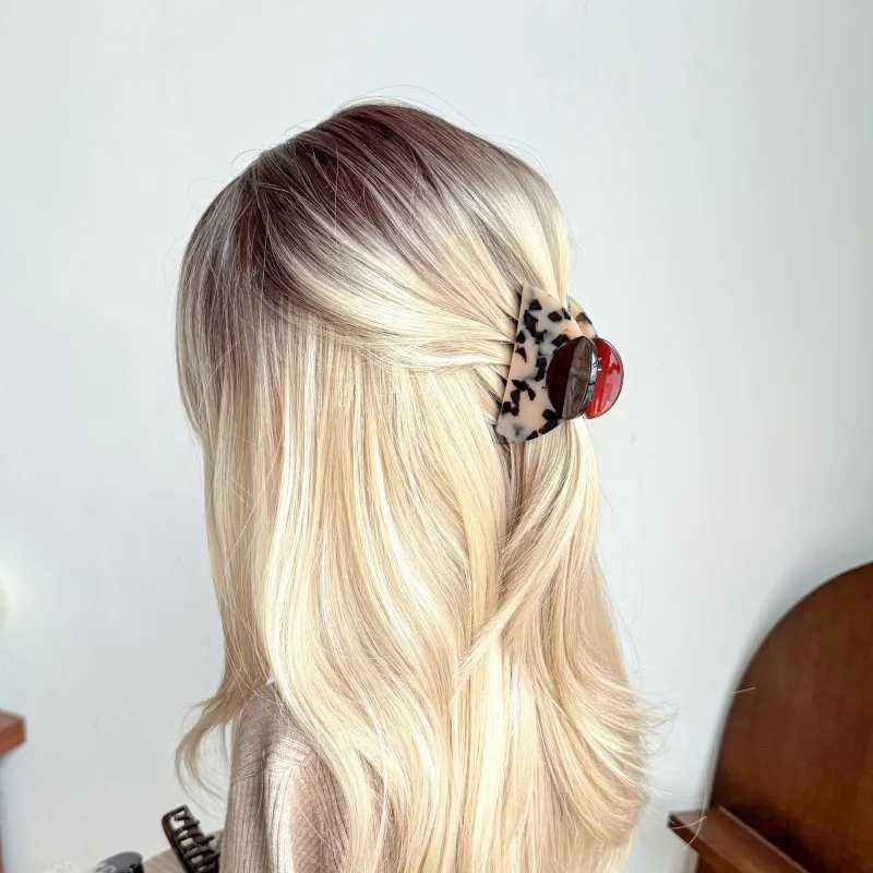 Leopard Print Half-Round Mushroom Hair Clips - Thick Acetate Shark Claws for Hair Styling Fashion Hair Accessories H260328