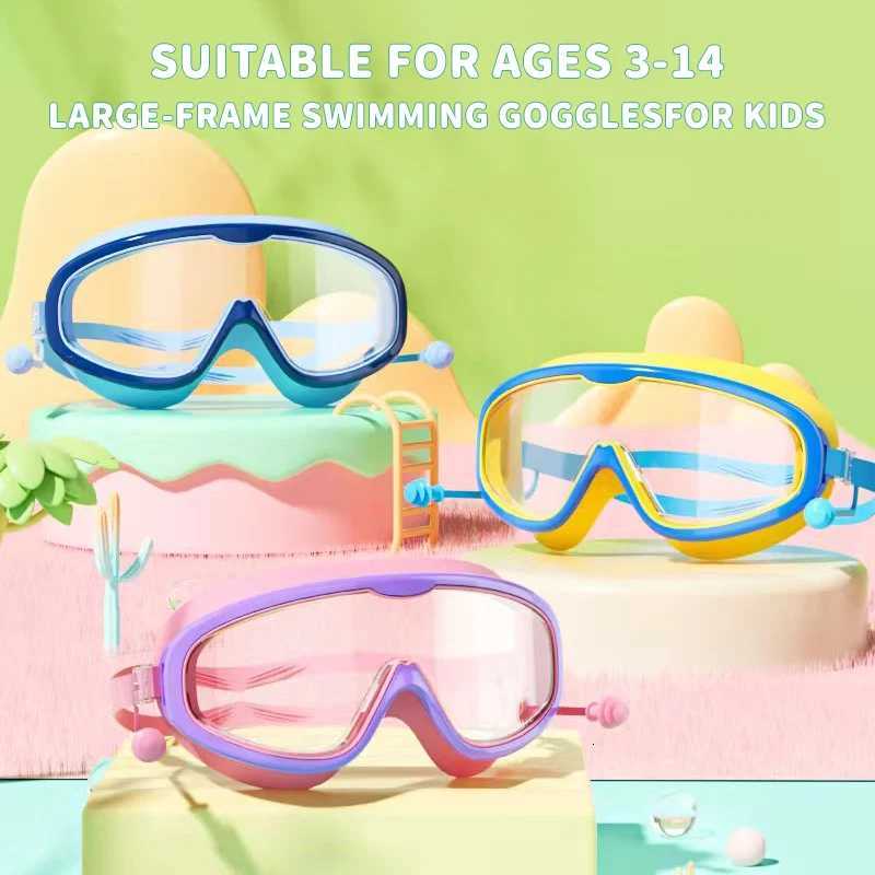 Kids Large-Frame Swimming Goggles - HD Waterproof Anti-Fog Stylish - For Boys Girls Ages 3-14 Z260328
