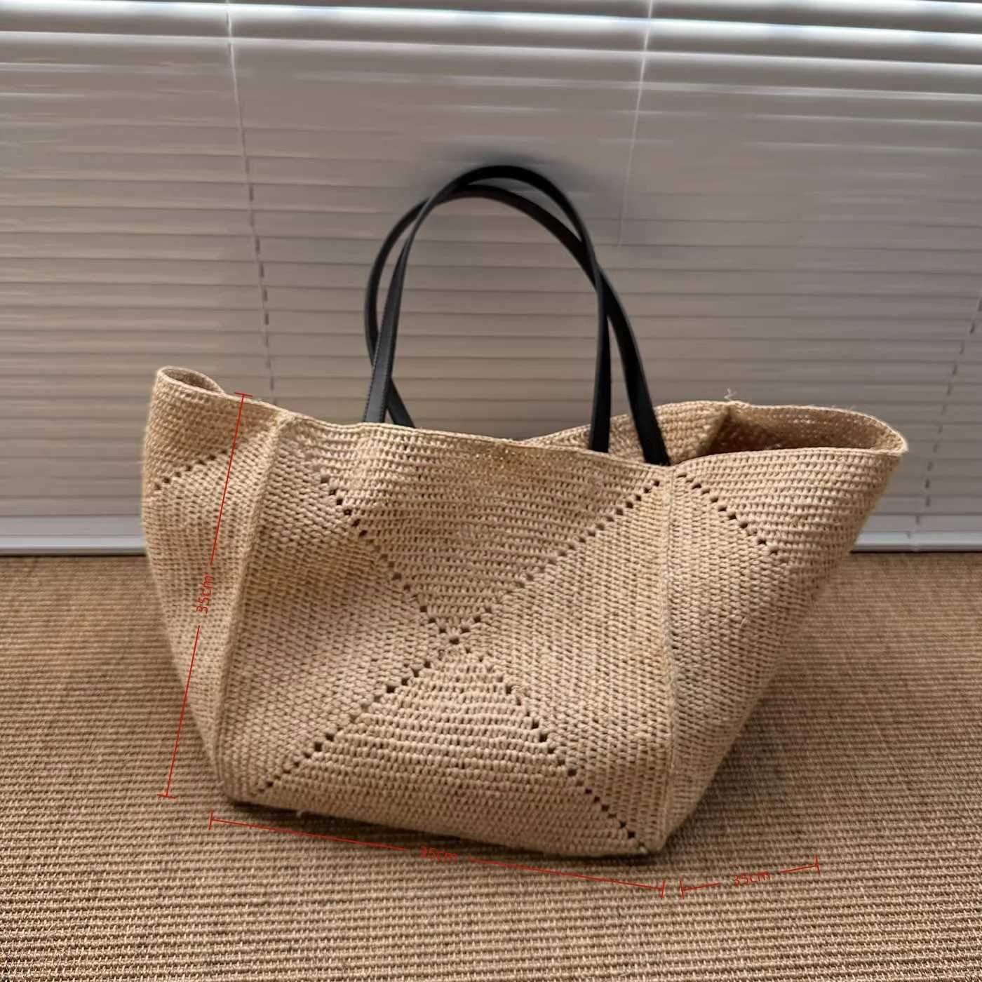 Oversized large Raffia straw tote bag women handmade summer beach woven handbag natrual 2026 spring new C260327