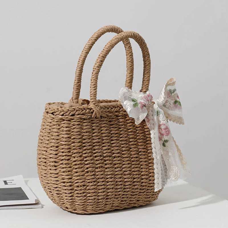 Simple Design Straw Handbags For Women Handmade Bohemian Style Beach Bag Summer Fashion Pack Bucket Bag Purse Totes C260327