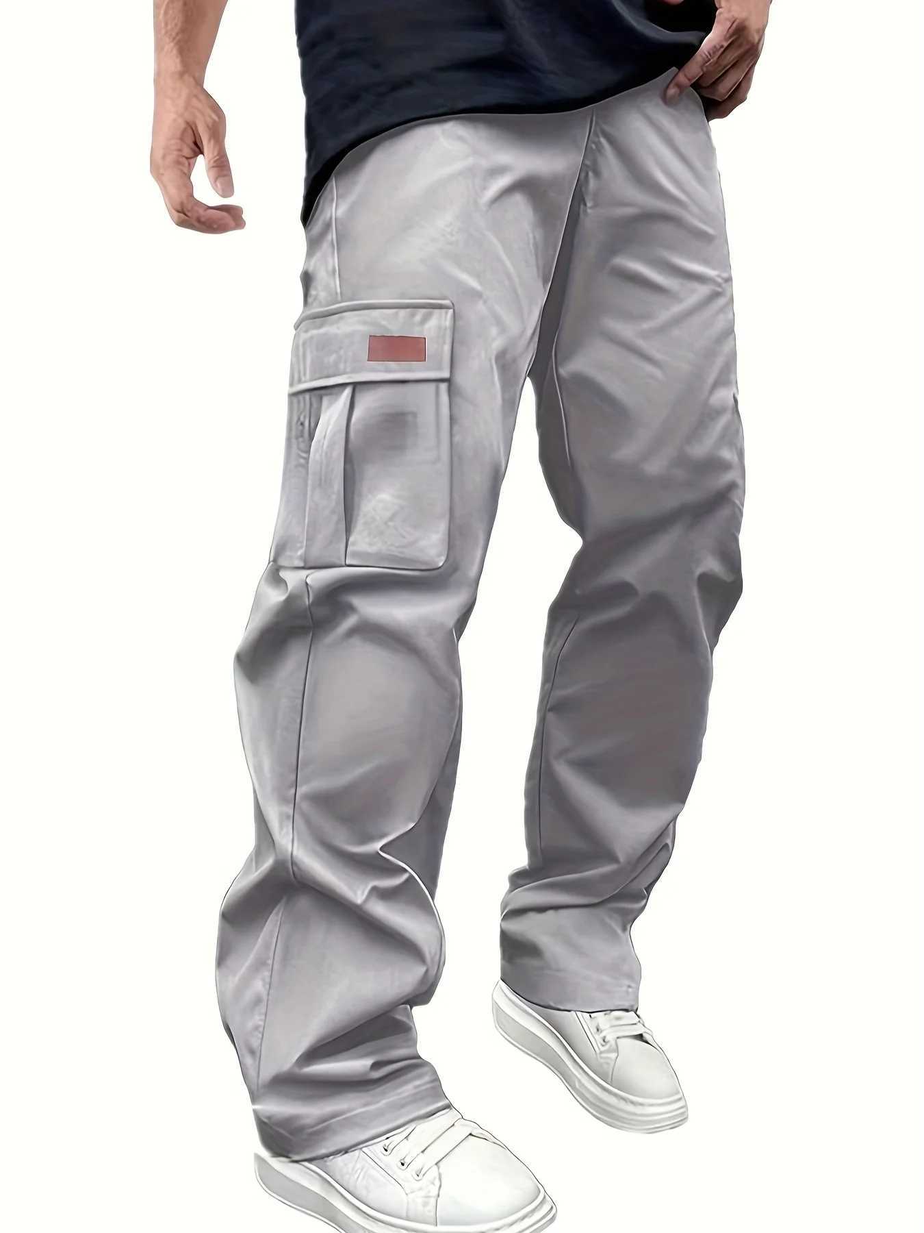 2025new mens workwear pants European and American mens loose straight casual pants mens workwear pocket pants M260328