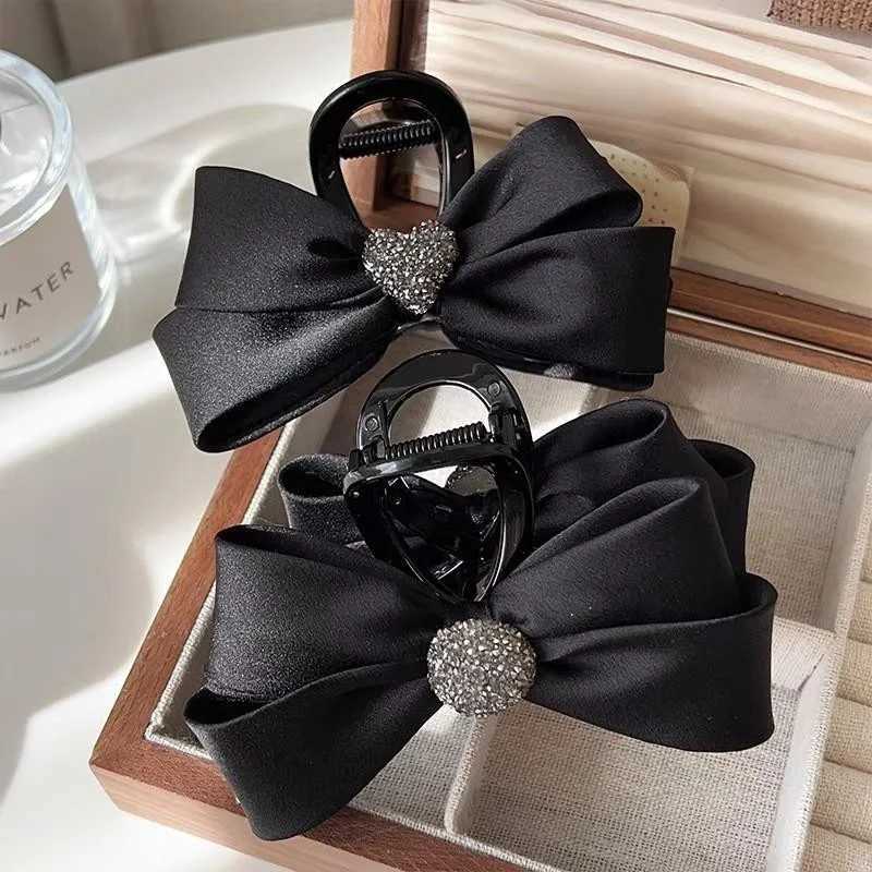 1/2pcs Elegant Temperament Fabric Bow Hair clip for woman Rhinestone Love Shark Clip Fashion Girl Ponytail Hair clamp Hair H260328