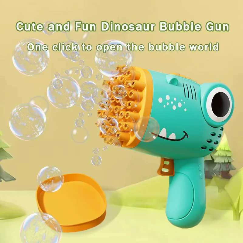 40 Hole Dinosaur Bubble Handheld Bubble Machine Electric Bubble Gun Outdoor Wedding Party Toywithout Bubble Water Z260328