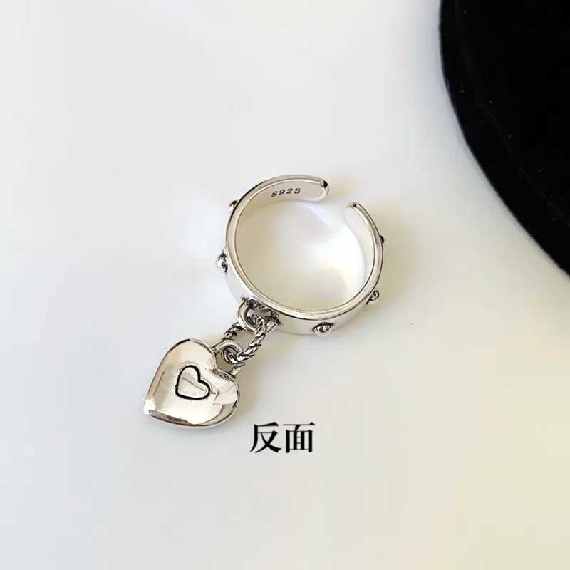 925 Sterling Silver Heart Pendant Adjustable Rings For Women Wedding Luxury Jewelry Wholesale and H260328