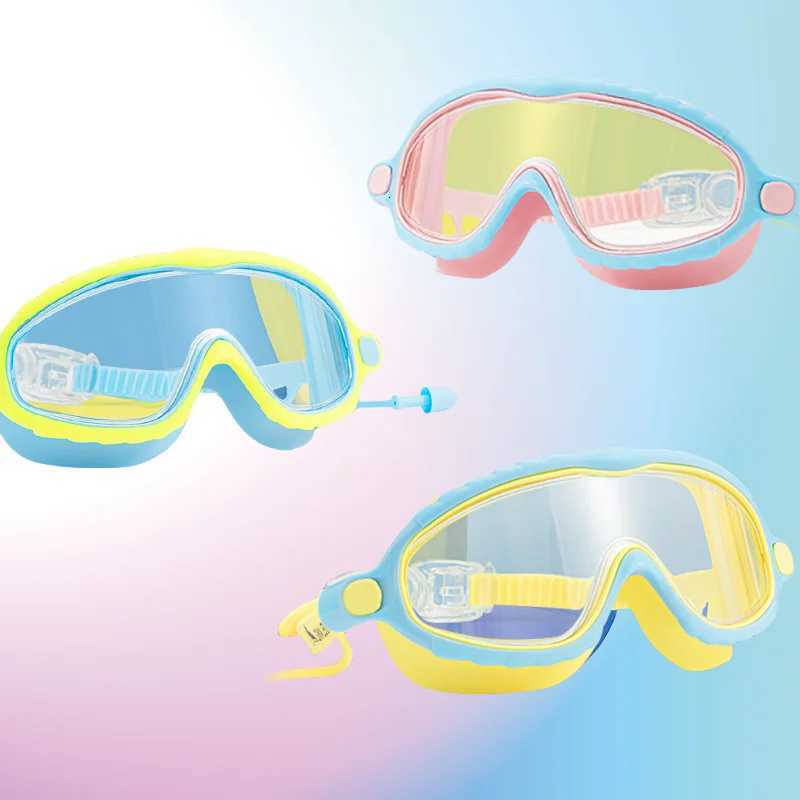 Kids Swimming Goggles for Boys Girls 3-15 Years - Big Frame HD View Anti-Fog No-Leak Comfortable Silicone Swim Goggles Z260328
