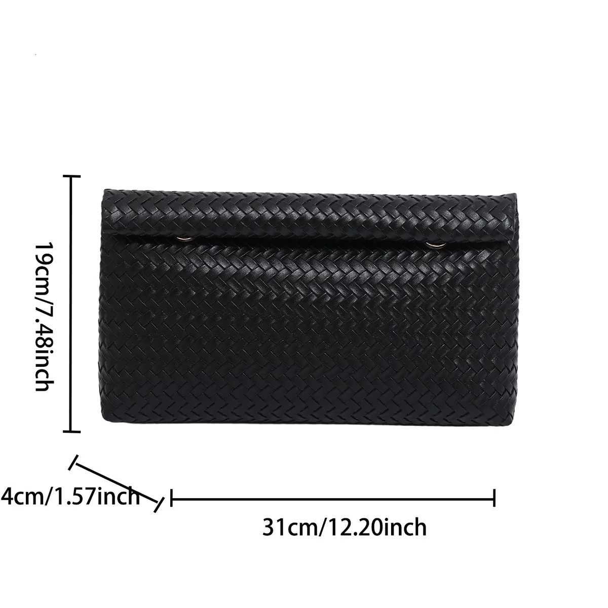 Braided Texture Fashion Retro Solid Color Clutch Bag PU with Lightweight Magnetic Closure Water Resistant for Daily Use C260327