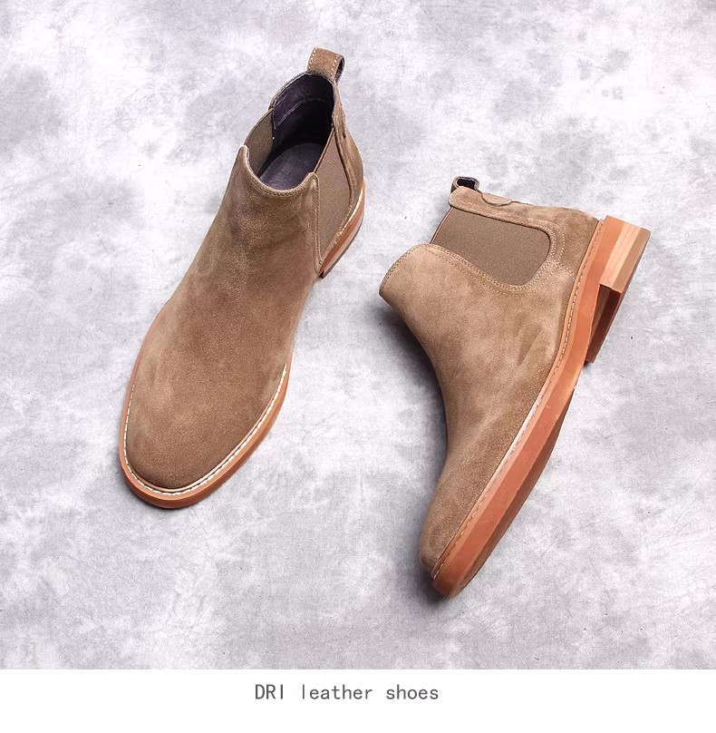 Men's Faux Suede Chelsea Boots High-Top Casual Retro British Style Warm Short Boots for Men