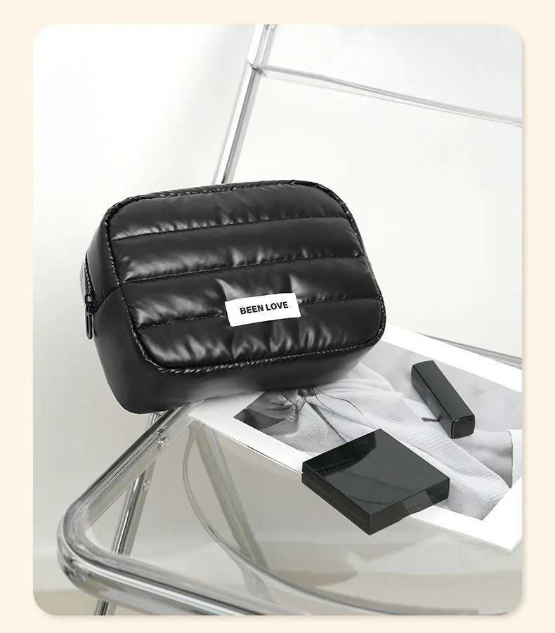 Korean solid color versatile simple portable cosmetic bag high sense large capacity portable cosmetics storage bag fashion trave D260328