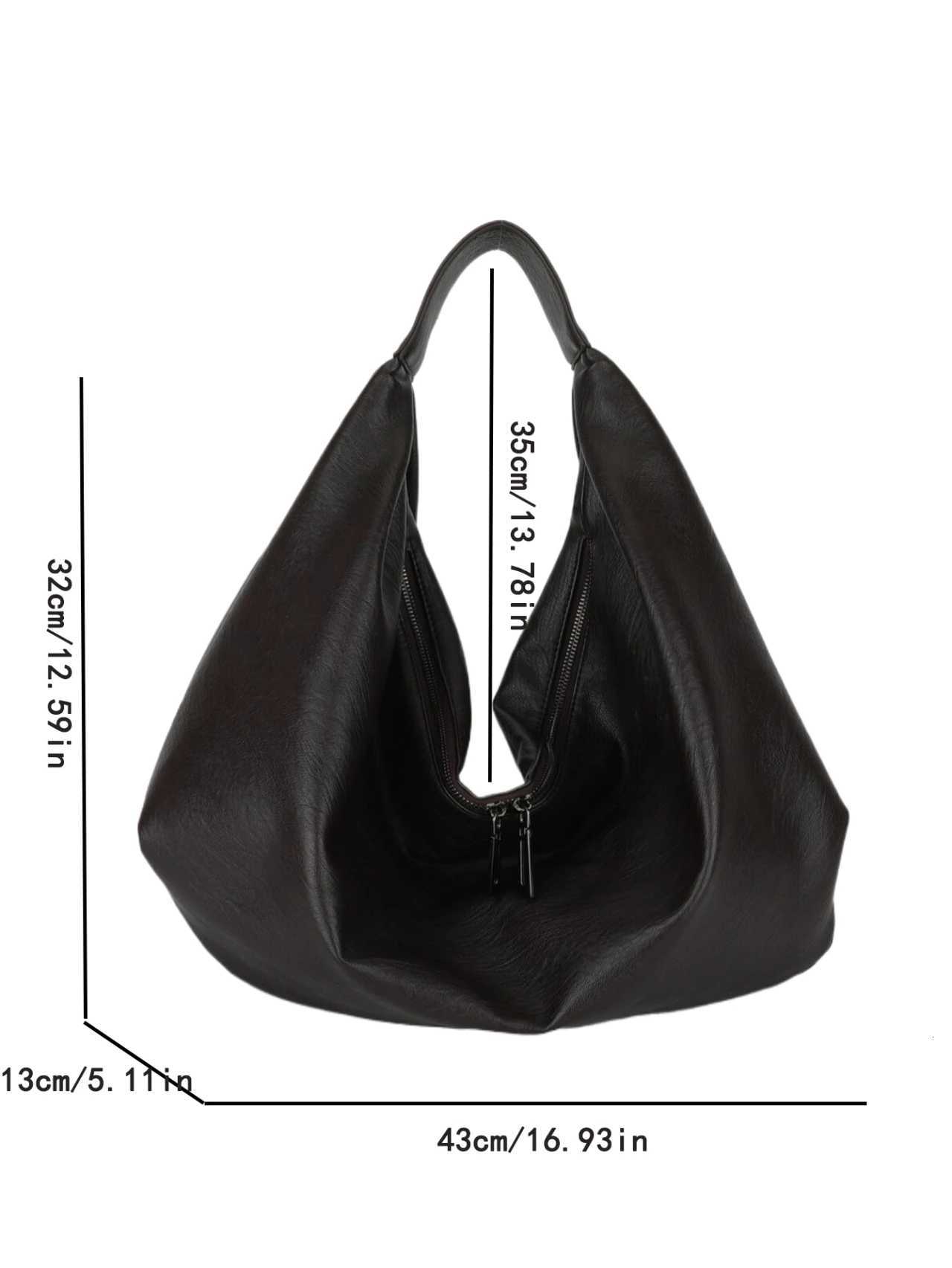 Big Black Shoulder Bags for Women Large Hobo Shopper Bag Solid Color Quality Soft Leather Crossbody Handbag Lady Travel Tote Bag C260327