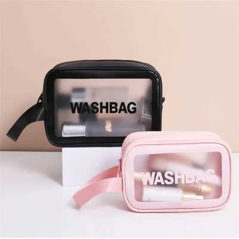 Portable Cosmetic Waterproof Bag Large Capacity Dust Proof Make Up Storage Handbags PVC Fashion Transparent Travel Bags D260328