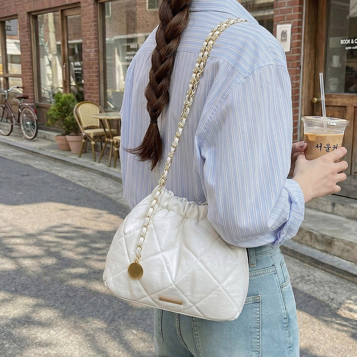 Women's bucket with diamond embroidery, single shoulder crossbody 2026 spring/summer new soft chain bag, wholesale foreign trade bag ddmynov ddmy