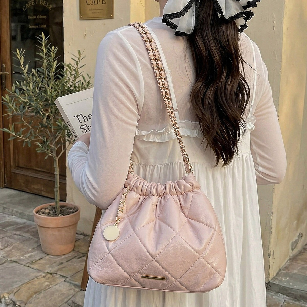 Women's bucket with diamond embroidery, single shoulder crossbody 2026 spring/summer new soft chain bag, wholesale foreign trade bag ddmynov ddmy