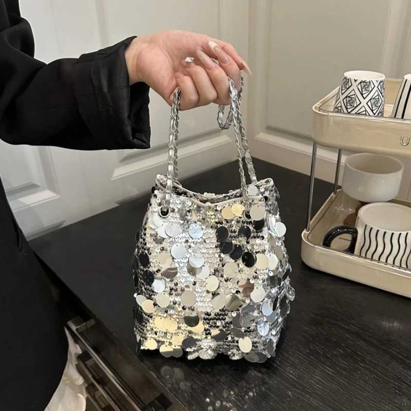 Party Elegant Sequin Shiny Evening Banquet Bag for Women Fashion Shoulder Bag Handheld Large Capacity Crossbody Bag with Chain C260327