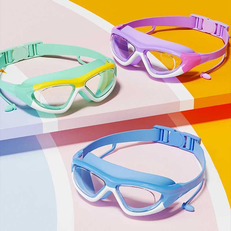 YUKE Large Frame Swimming Goggles for kids With Earplug Transparent Glasses Anti fog Waterproof Boys Girls Eyewear Children Z260328