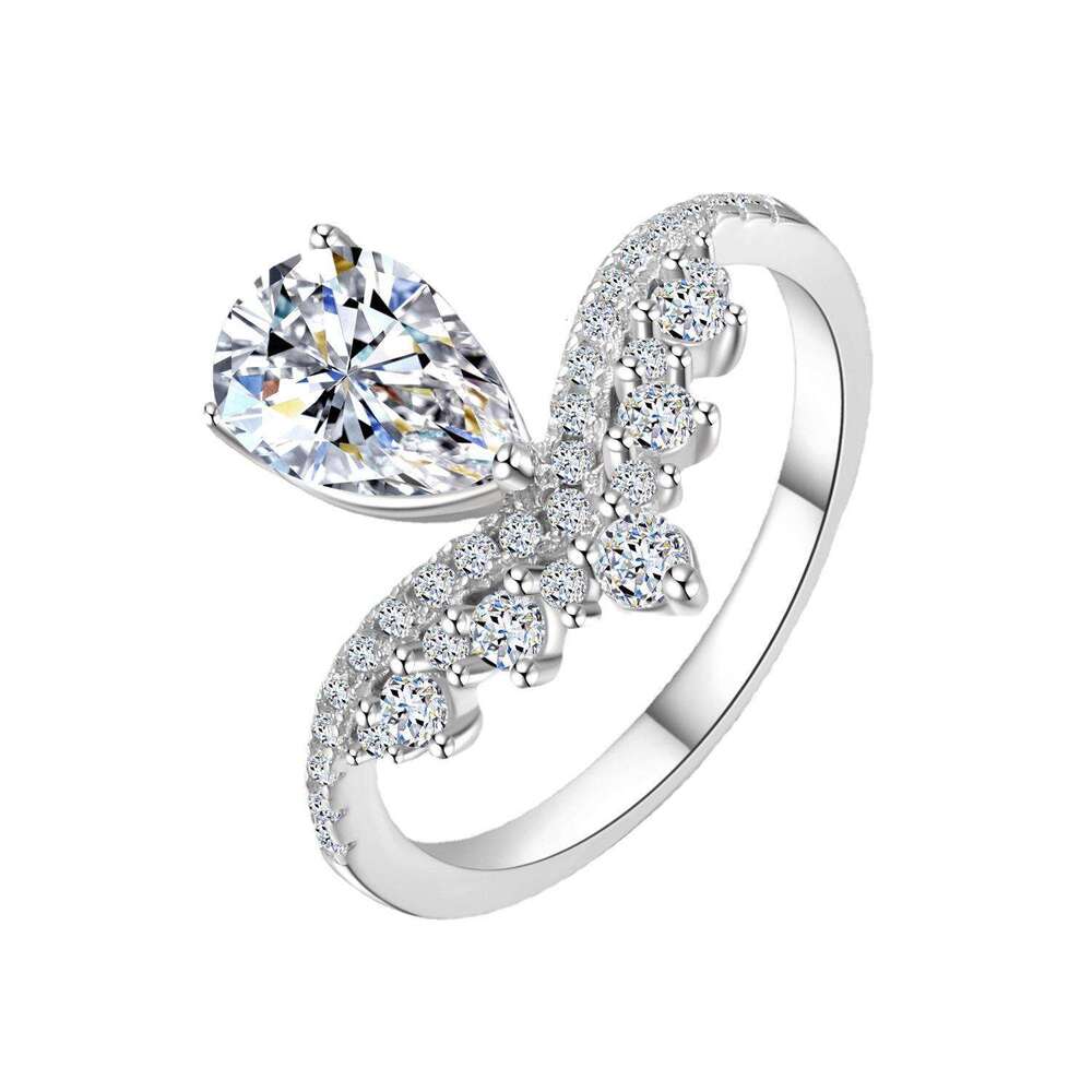 jewelry ring Pure Silver S925 Moissanite High-Quality Pear Shaped Diamond Ring Ring Luxurious Women's Versatile High-End Wedding Engagement Gift