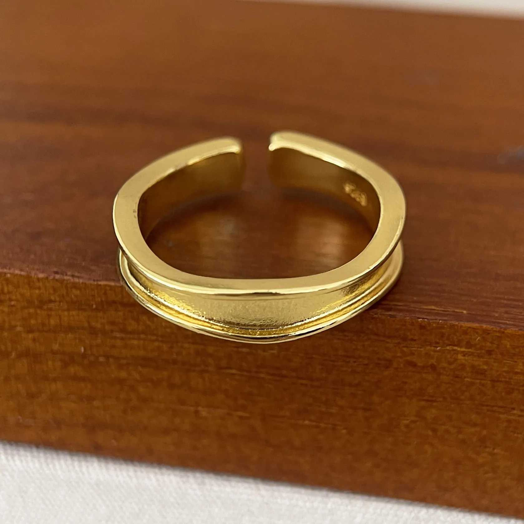 BF CLUB 925 Sterling Rings for Women Simple Geometric Handmade Irregular Retro Gold Narrow Ring Allergy For Birthday Gift H260328