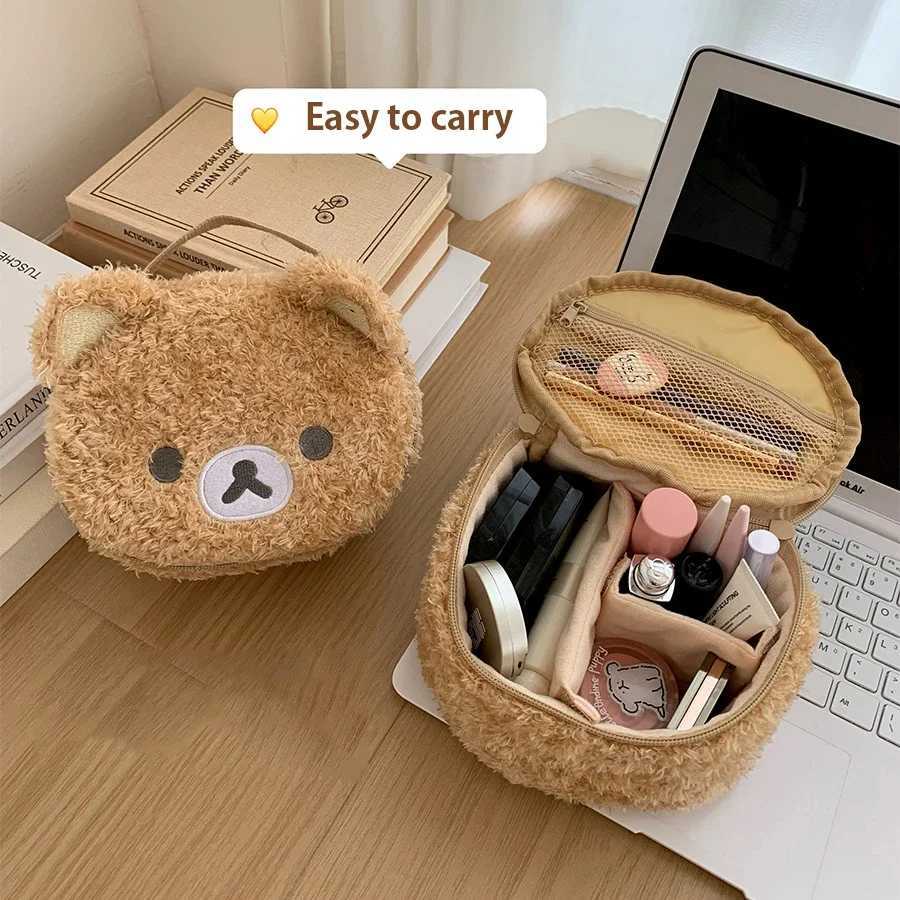 1Pcs Plushes Bear Makeup Bag Womens Cosmetic Bag Jewelry Storage Pouch Girl Organizer Handbags Halloween And Christmas Gifts D260328