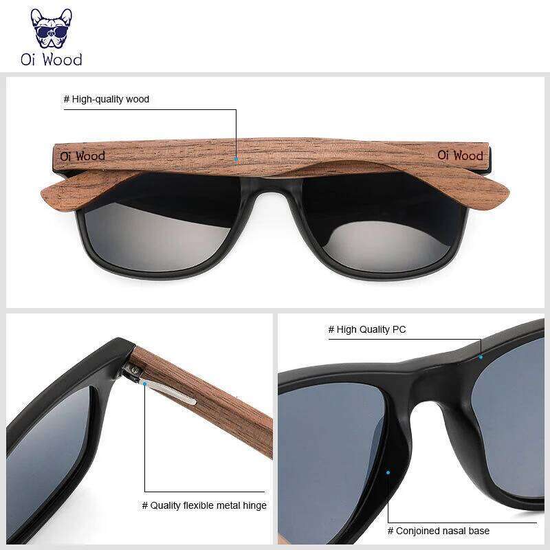 Oi Brand Natural Wooden Sunglasses Men Polarized Fashion Sun Glasses Wood Oculos De Sol Masculino New TR90 Frames 26Y0328