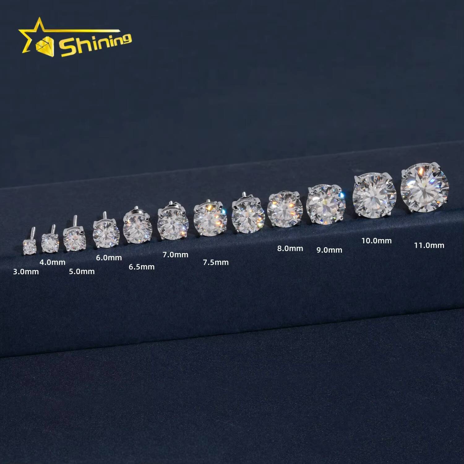 Fashion Jewelry 4 Prongs Classic 5mm 65mm 80mm 925 Sterling Silver D Color Solitaire Moissanite Diamonds Stud Earrings