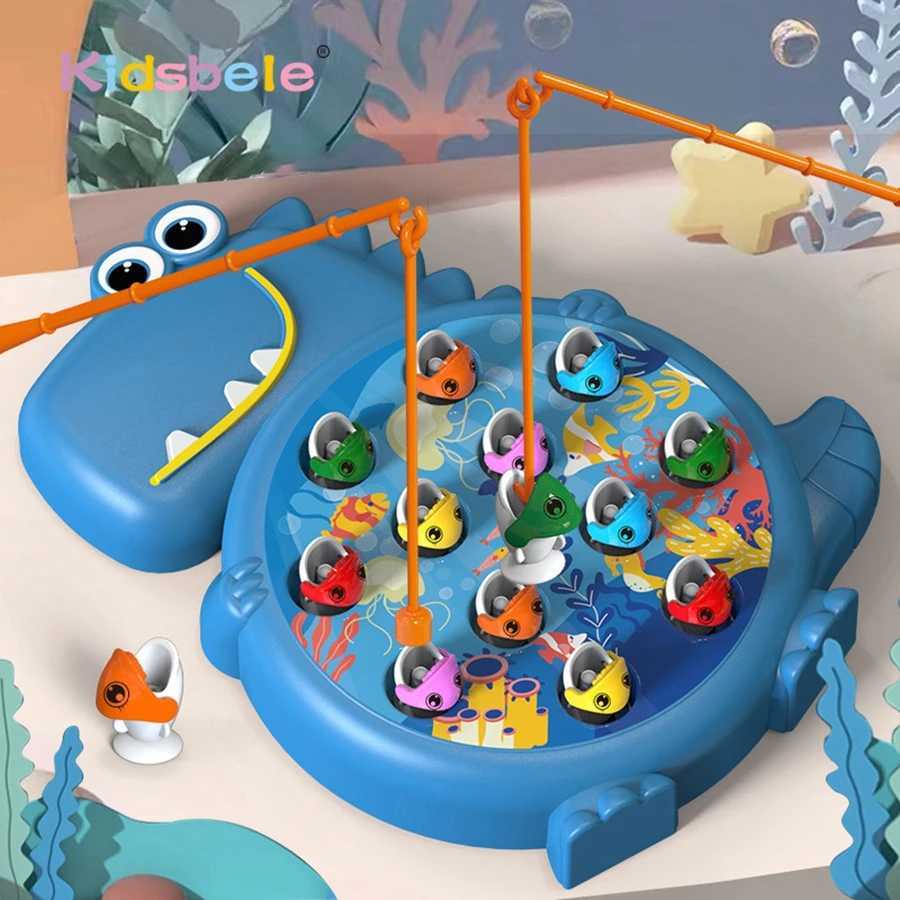 Classic Magnetic Fishing Game Colorful Electric Fish Pond Toy with Rotating Board for Endless Kids Entertainment Z260328