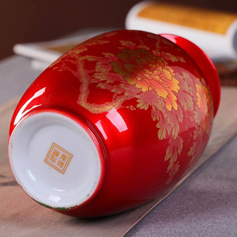 New Chinese Style Jingdezhen Classical Porcelain Crystal Glaze Flower Vase Home Decor Handmade Shining Famille Rose Vases