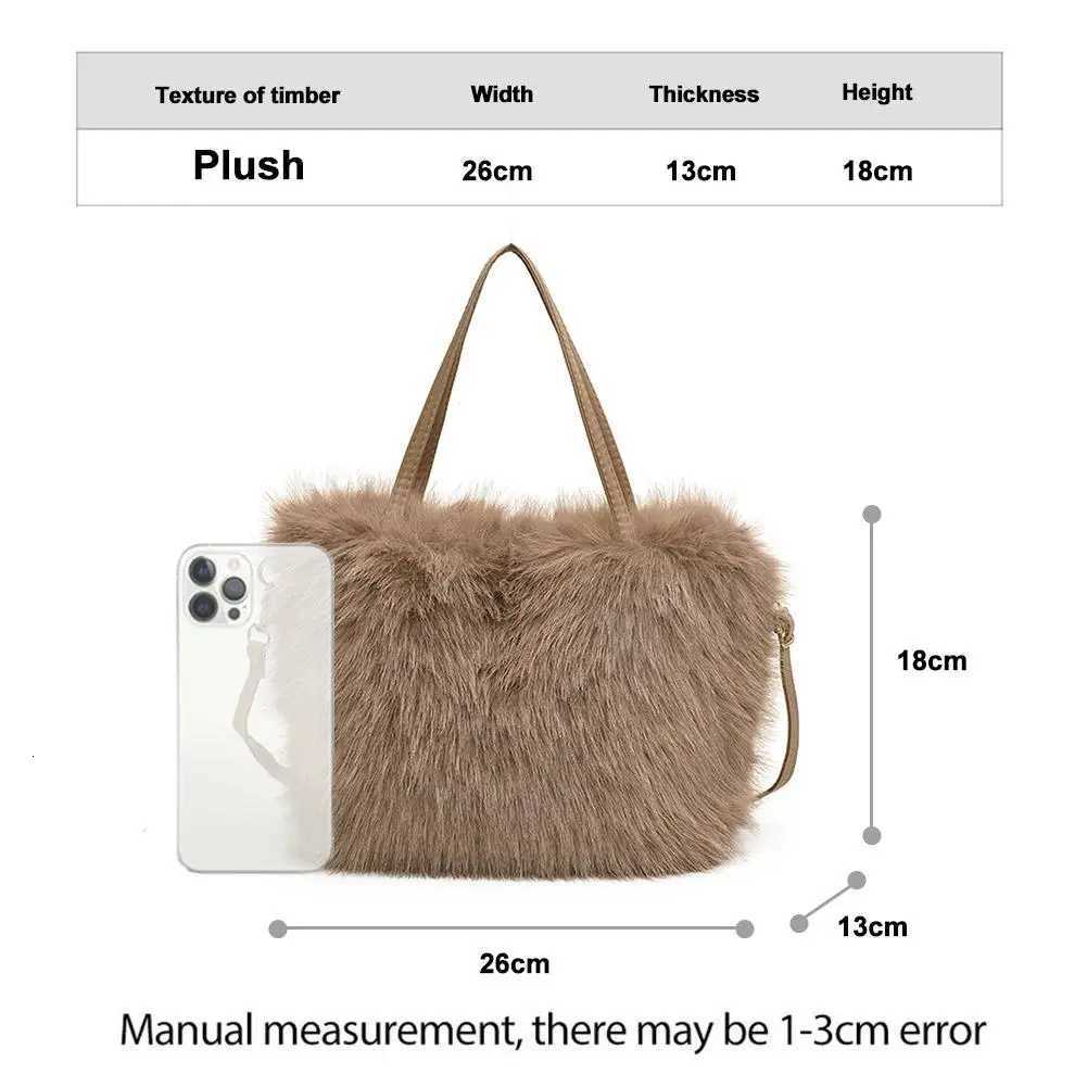 Fahion Faux Fur Tote Bag Womens Bucket Plush Luxury Design Ladies Handbags Winter Crossbody Shoulder Bags C260327