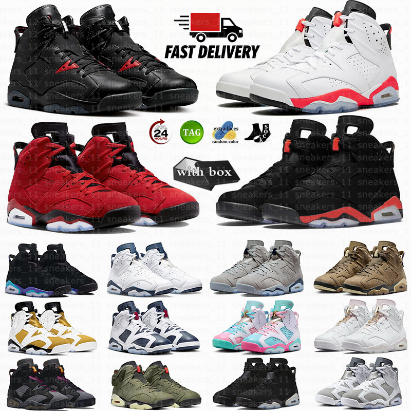 With Box 6s 6 Men Basketball Shoes Reverse Infrared Bin23 Aqua Toro Bravo Cool Grey UNC Georgetown Red Oreo University Blue Yellow Ochre British Khaki Sneakers