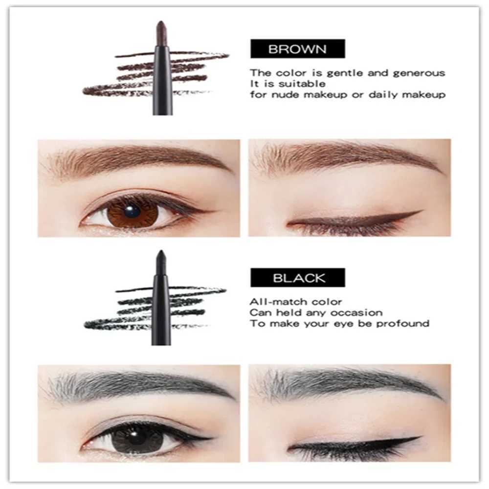1Pcs Waterproof Black Brown Smooth Eyeliner Pencil Permanent Makeup Eyleliner Pen Long Lasting Automatic Eyes Makeup Tools H260328