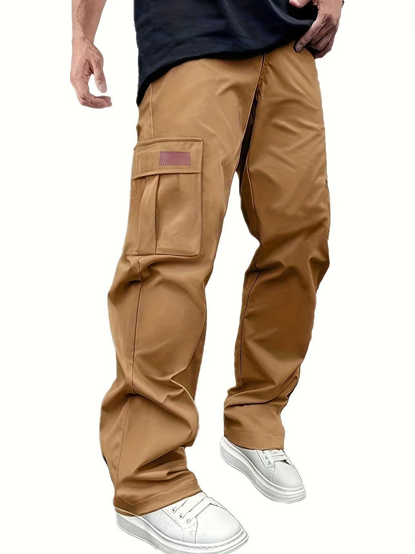 2025new mens workwear pants European and American mens loose straight casual pants mens workwear pocket pants M260328