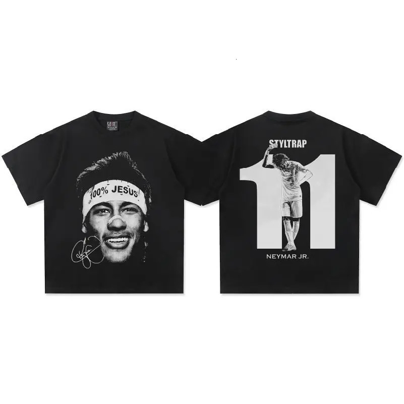 Neymar Jr Football TShirt Oversized Bold Number Graphic Cotton Tee Samba Star Men Women Y2K Edgy Streetwear Unisex Top 260306