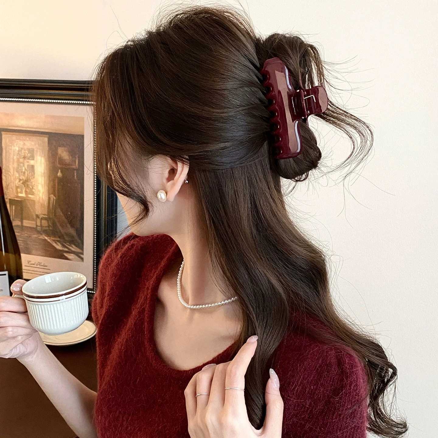 French Vintage Square Womens Hair Clips Elegant Acetate Hair Claw Sweet Shark Clip Exquisite Girl Hairs Accessories Headwear H260328