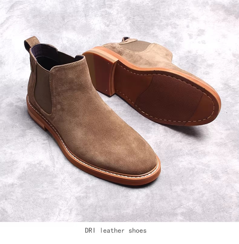 Men's Faux Suede Chelsea Boots High-Top Casual Retro British Style Warm Short Boots for Men