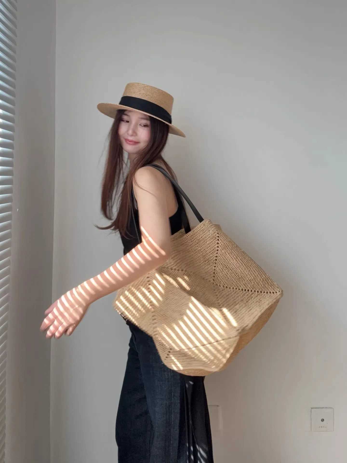 Oversized large Raffia straw tote bag women handmade summer beach woven handbag natrual 2026 spring new C260327
