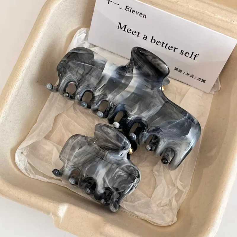 Muweordy 2pcs Ink Wash Pattern Classic Style Hair Claw Elegant Lady Daily Claw Clip Ins Trendy Hair Accessories for Women Girs H260328