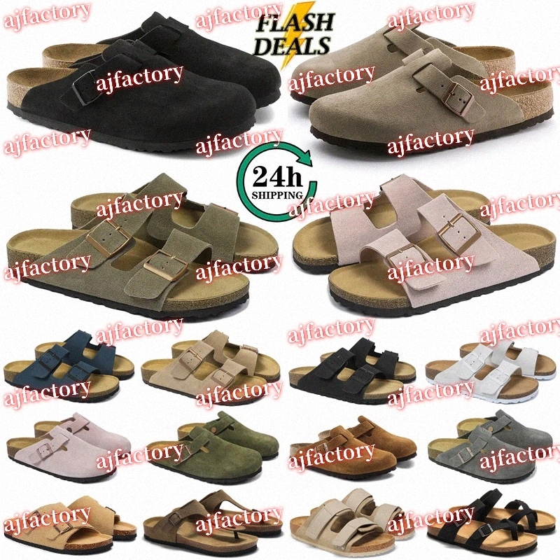 Designer Clogs Women Men Sandals Slippers Mules Cork Flat Soft Fluffy Fashion Suede Taupe Summer Leather Black Blue Grey Slide Beach CaXYR1#