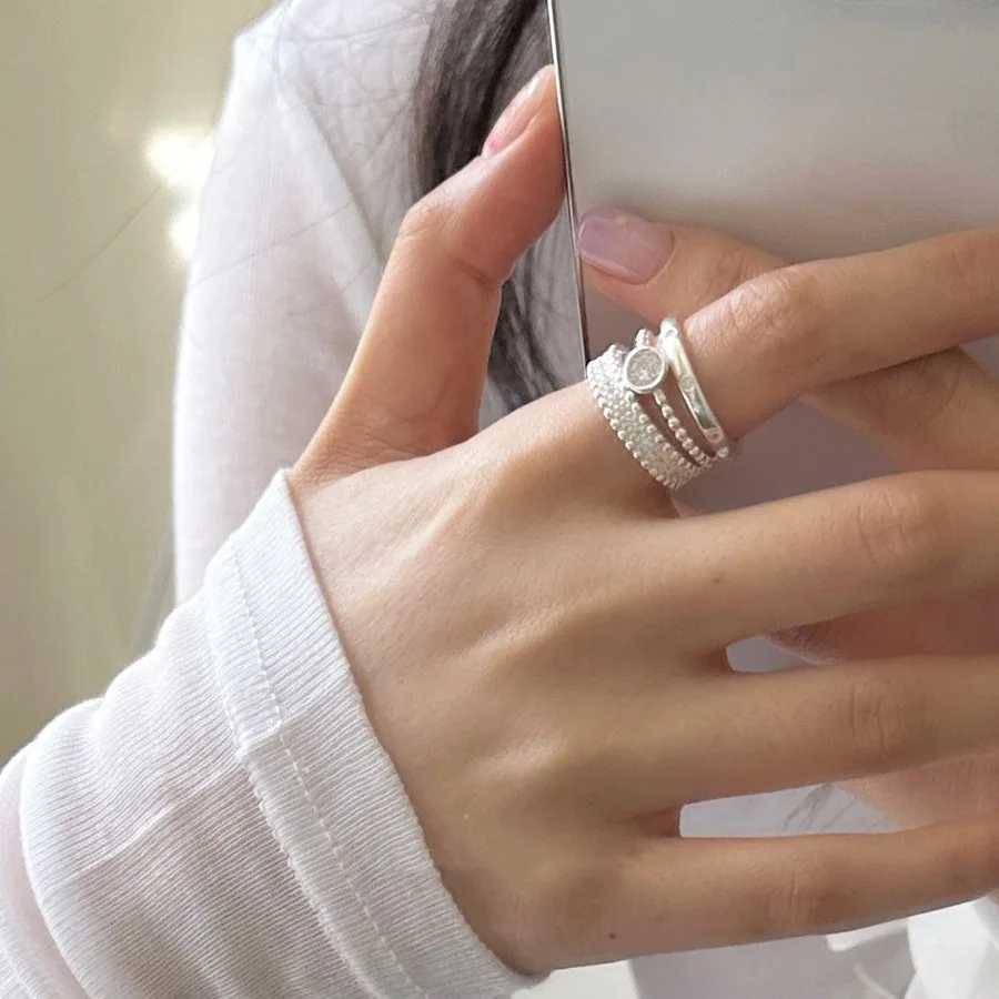 VENTFILLE 925 Sterling Silve Zircon Bead Ring for Women Girl Party Gift Versatile Sweet Cool Vintage Korean Jewelry Dropshipping H260328
