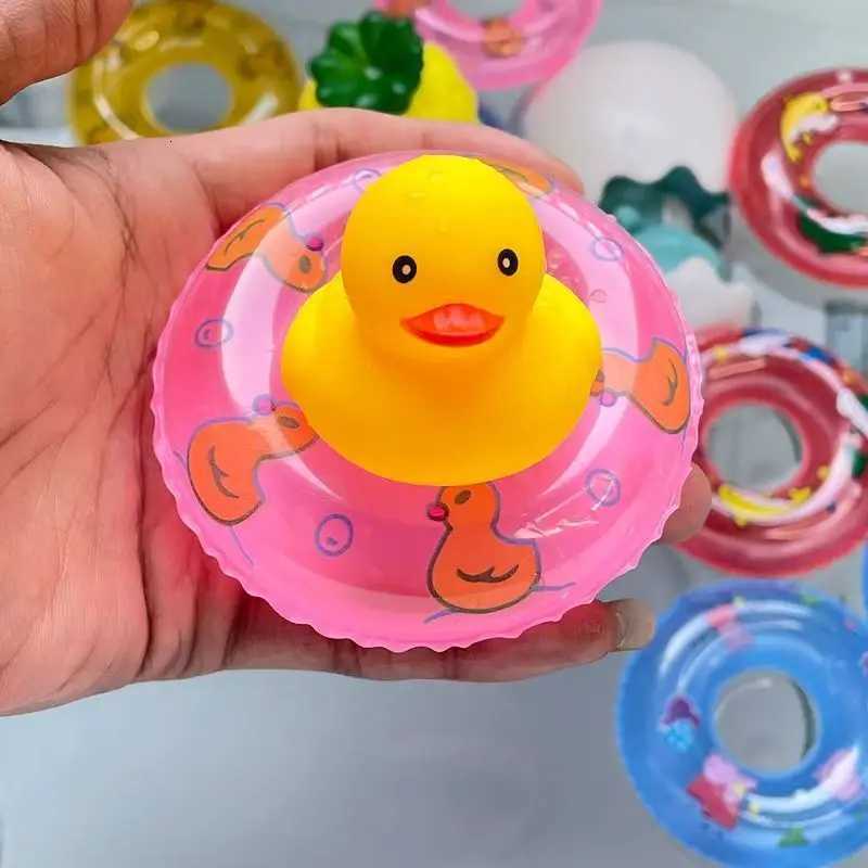 Kids Floating Bath Toys Mini Swimming Rings Rubber Yellow Ducks Fishing Net Washing Swimming Toddler Toys Water Fun Z260328