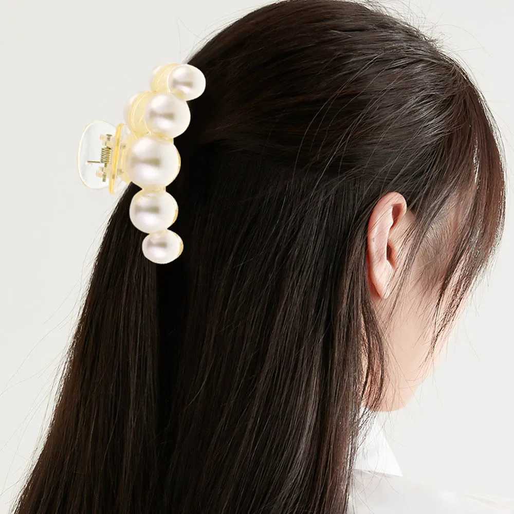 Korean Acrylic Hair Claws Pearl Claw Clips For Woman Large Size Barrette Crab For Girl Shark Clip Fashion Hair Accessories H260328