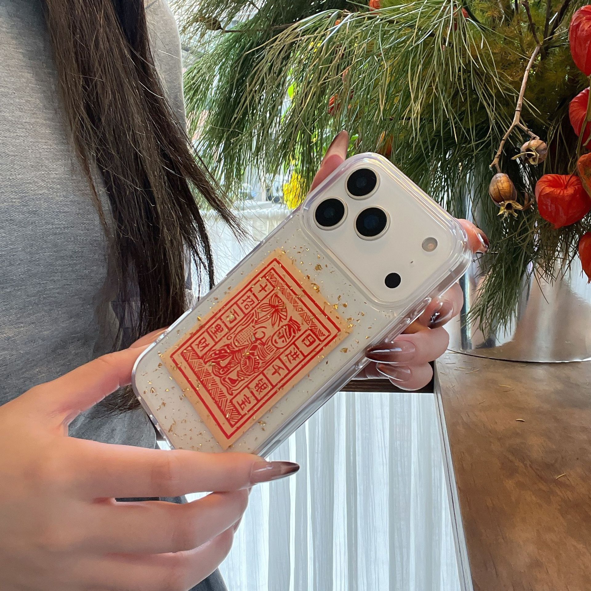 Chinese Style Gold Foil Armor Horse Epoxy Case for iPhone Shockproof Cover