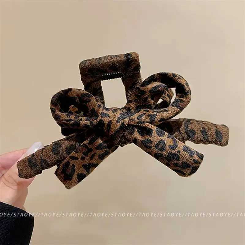 1pc Fashion Returns Leopard Print Bow Shark Clip Hair Clipper for Women New Edition High-End Hair Accessories Autumn H260328