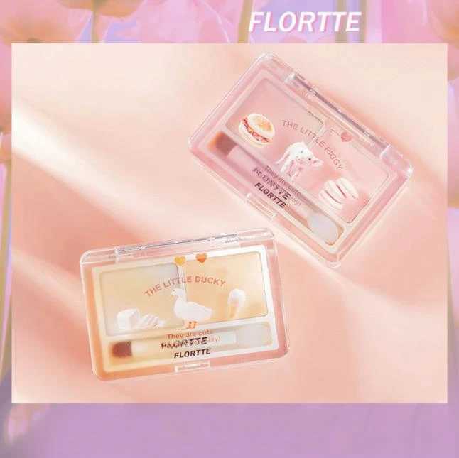 Flortte 2-color Double Texture Cream Highlighter Powder Matte Glossy Diamond Glitter Contour Brighten Palette Face Makeup Beauty H260328