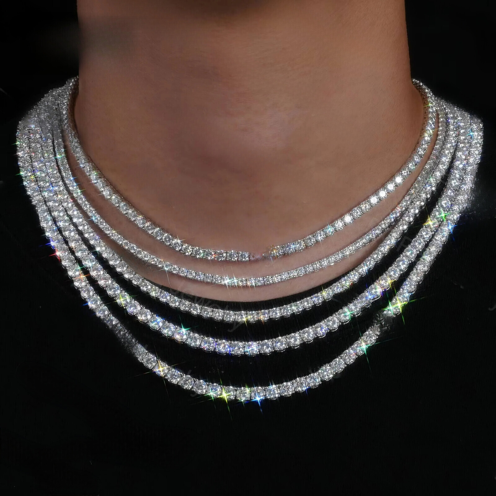 3mm 4mm 5mm 6mm Necklace 925 Sterling Silver VVS Moissanite Tennis Chain