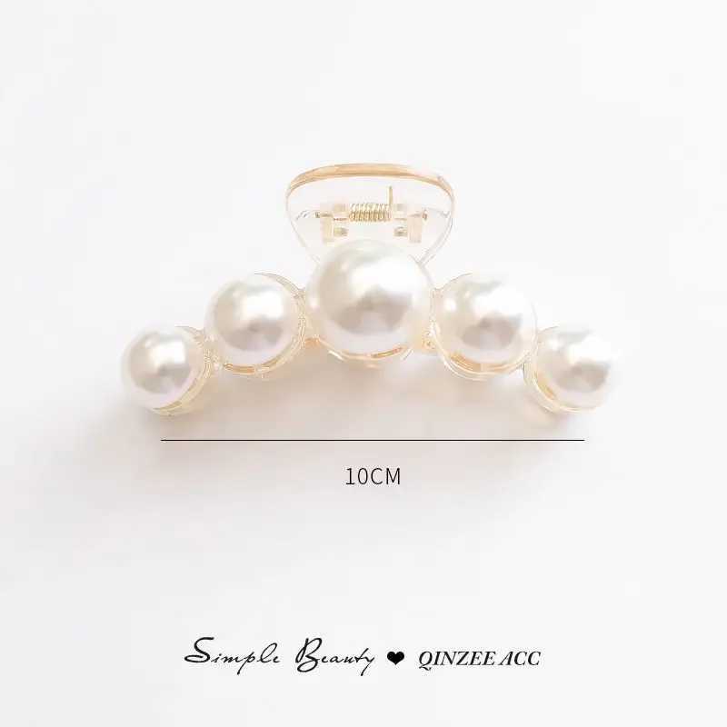 Elegant Hyperbole Big Pearls Acrylic Hair Claw Clips Big Size Makeup Hair Styling Barrettes for Women Hair Accessories H260328