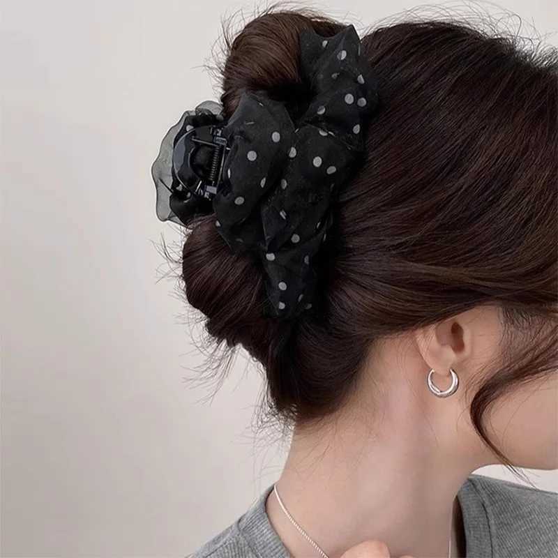 1pc Korean version of temperament mesh wave point grab clip womens high-end feeling braided hair shark clip grab H260328