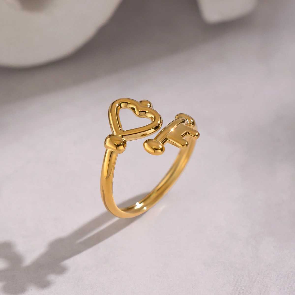 ccitybeauty Minimalist New Style Stainless Steel Key Open Chic Adjustable Ring Fashion Thin High Quality Jewelry Gift for Women H260328