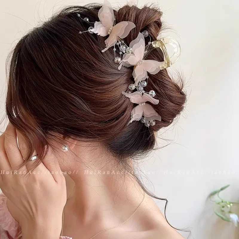 New Style Butterfly Pearls Hair Claw For Women Girls Sweet Hair Ornament Claw Clip Hair Clip Hairpin Fashion Hair Accessories H260328