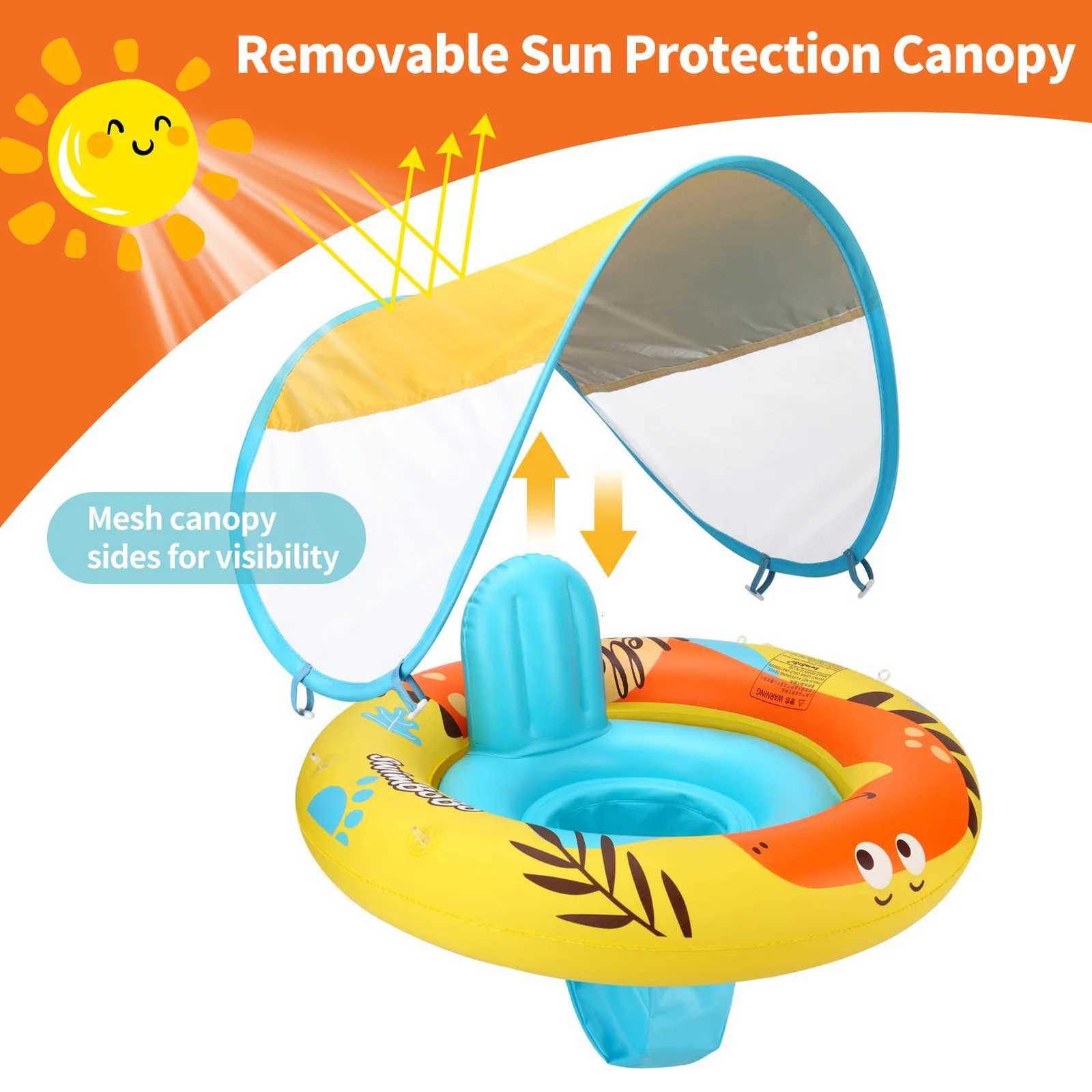 Swimbobo New Style Child Inflatable Dinosaur Cute Swimming Seat Boat Floating Water Toy Baby Swim Rings Pool Float With Canopy Z260328