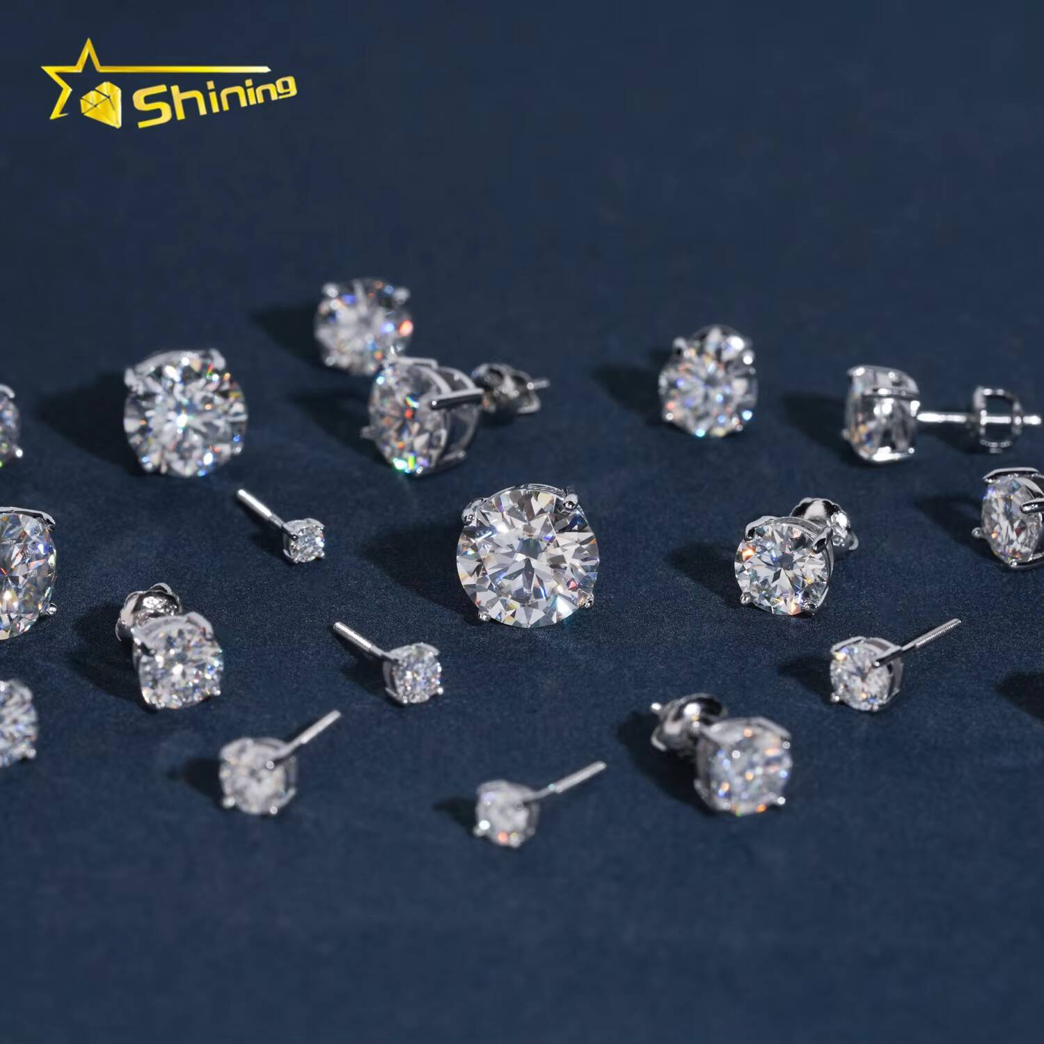 Fashion Jewelry 4 Prongs Classic 5mm 65mm 80mm 925 Sterling Silver D Color Solitaire Moissanite Diamonds Stud Earrings