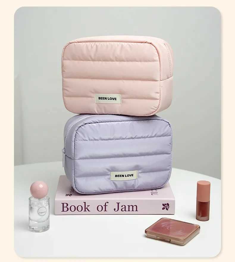 Korean solid color versatile simple portable cosmetic bag high sense large capacity portable cosmetics storage bag fashion trave D260328